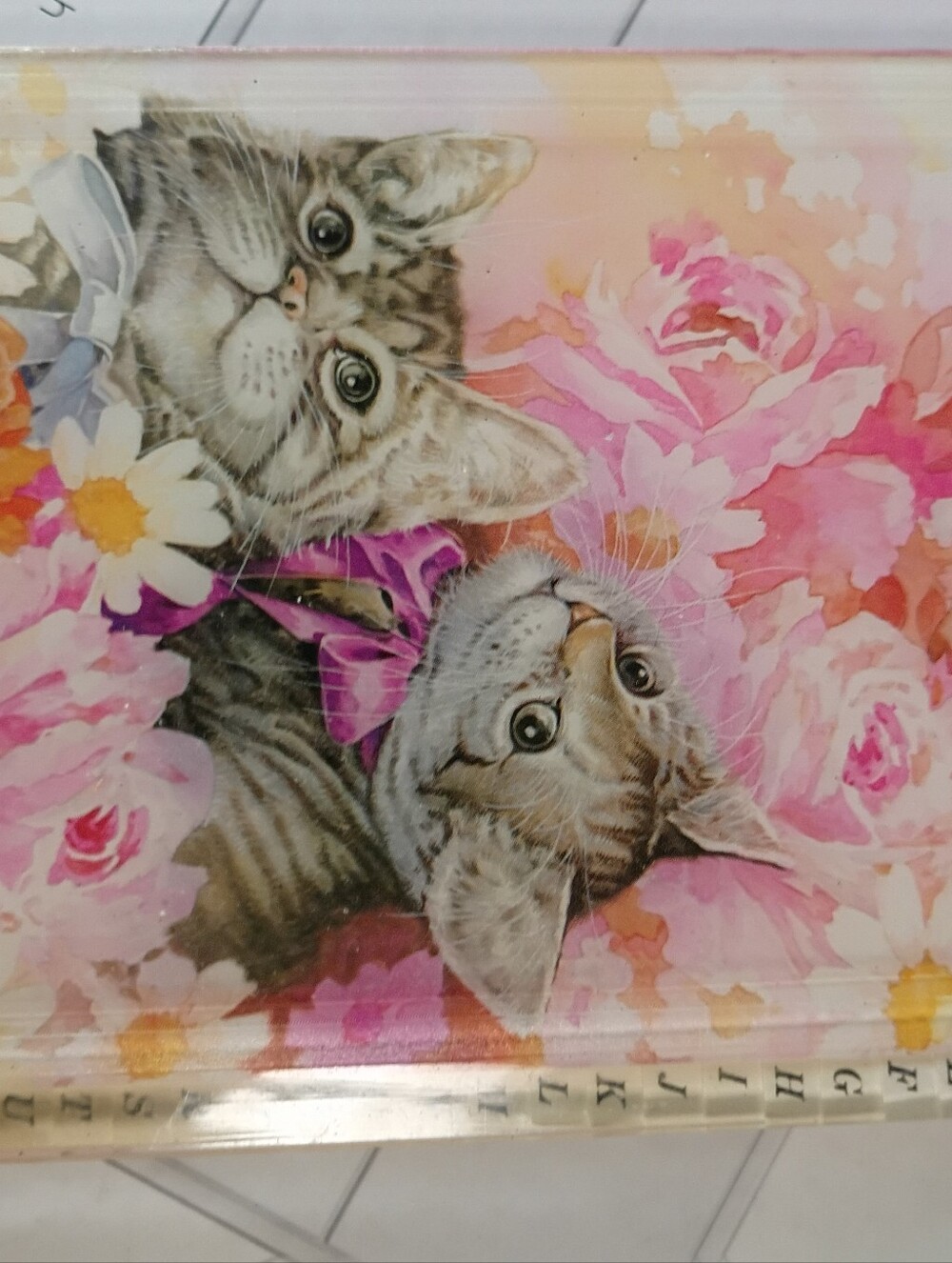 Decorative Kitten Floral Canvas Print - Pink/ Phone / Address Book